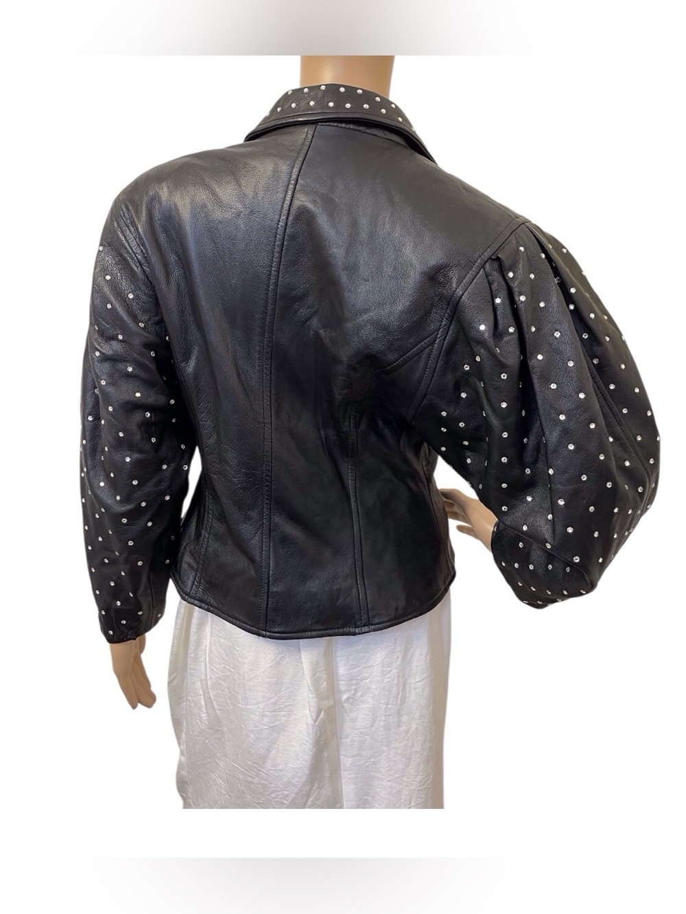Dero Enteprises Vintage Black Studded Leather Double-Breasted Jacket, XS. - Picture 3 of 7